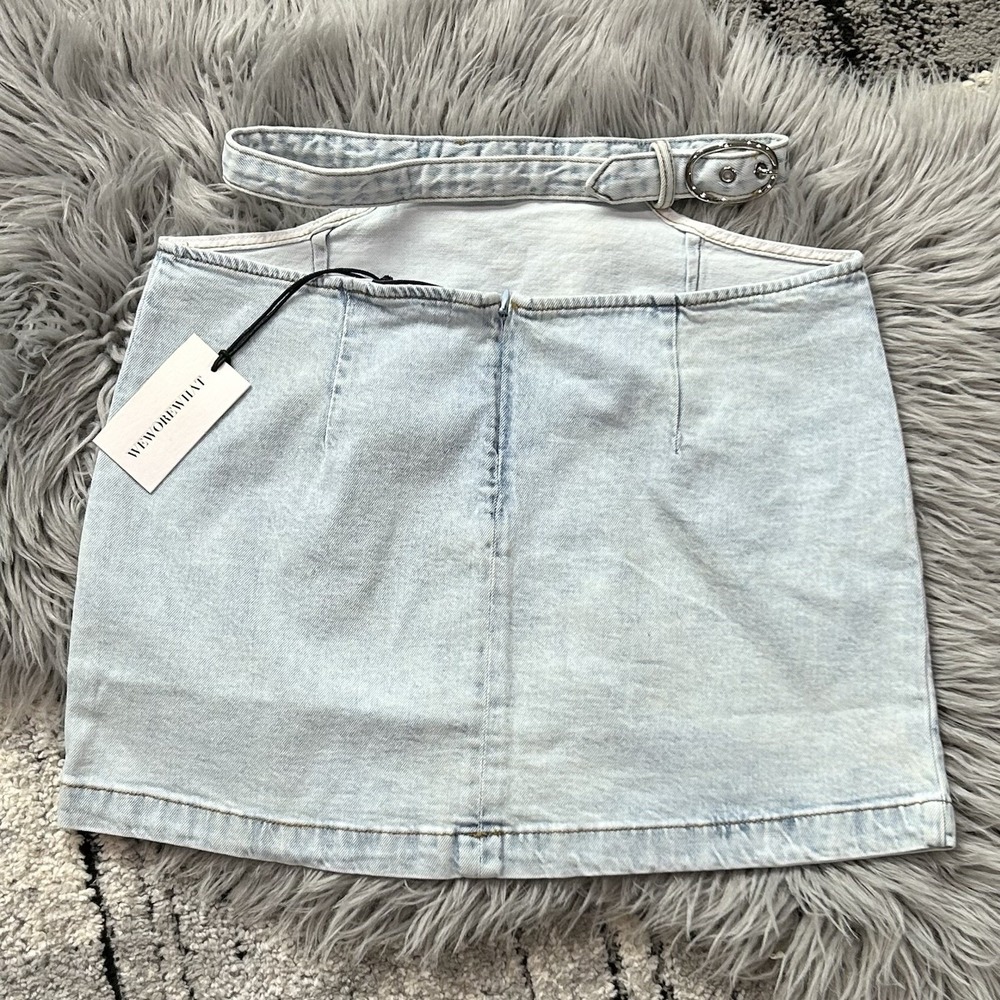 WeWoreWhat Denim Mini Skirt NWT Size Small Revolve Mini Jean Skirt w/Cut-Out $69 - Picture 4 of 5